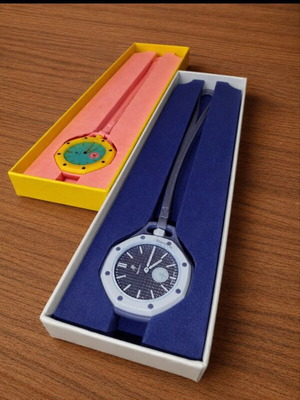Audemars Piguet x Swatch Royal Pop pocket watch, Lan Ba & Otg Roz