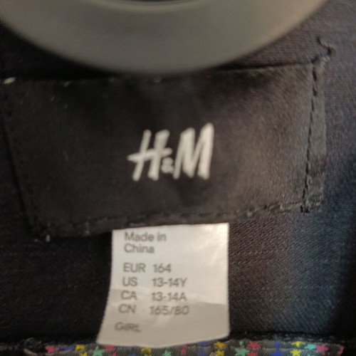 Black denim jacket for girls 13-14 H&M like new with fading