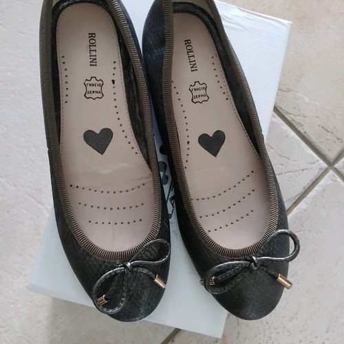 Rollini leather ballerinas gray anthracite metallic like new, size 39