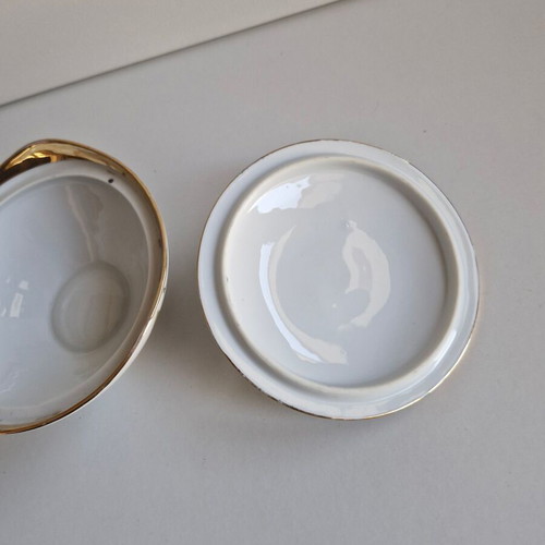 Porcelain vintage fondant dish with floral decoration used