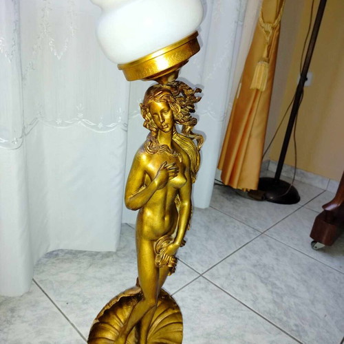 Handmade brass floor lamp The Birth of Goddess Aphrodite like new, height 80 cm