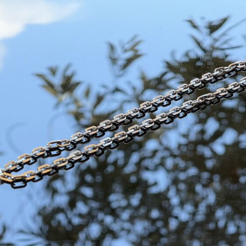 D&G Dolce & Gabbana box chain necklace used, stainless steel, silver