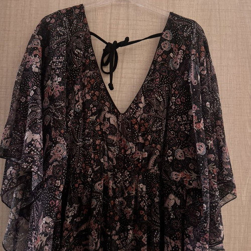 Maxi boho dress Fueguina with floral pattern and gold detail size XL