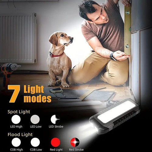 Rechargeable LED Workshop Flashlight with Hook and Magnet new