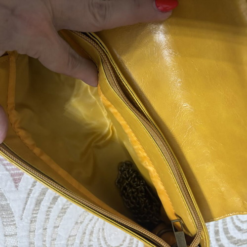 Bull Bag clutch and shoulder bag, yellow, vintage style