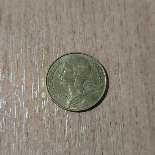 French 20 Centimes coin 1984 used, aluminium-bronze