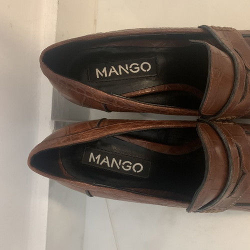 Mango Croc-Effect Platform Moccasins Like New, Brown Size 38