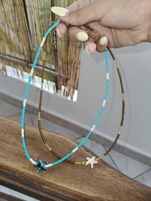 Handmade summer necklaces in colorful shades, new