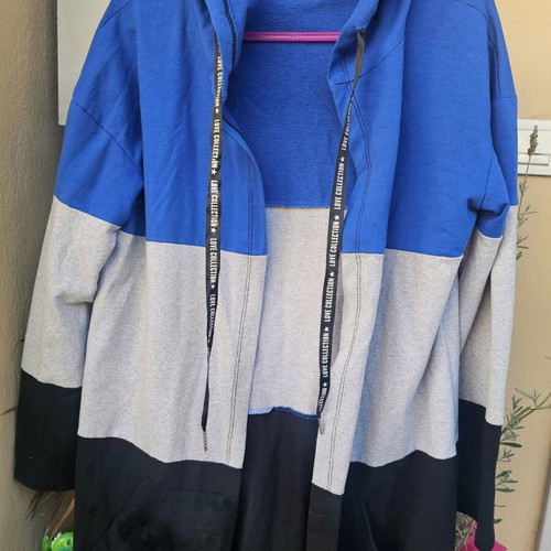 Women's Long Cardigan like new, gray and blue, size M