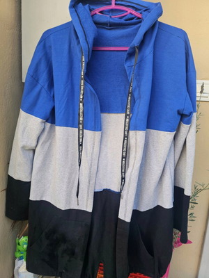 Women's Long Cardigan like new, gray and blue, size M