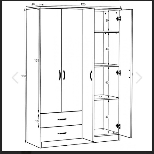 Four-door wardrobe with two drawers