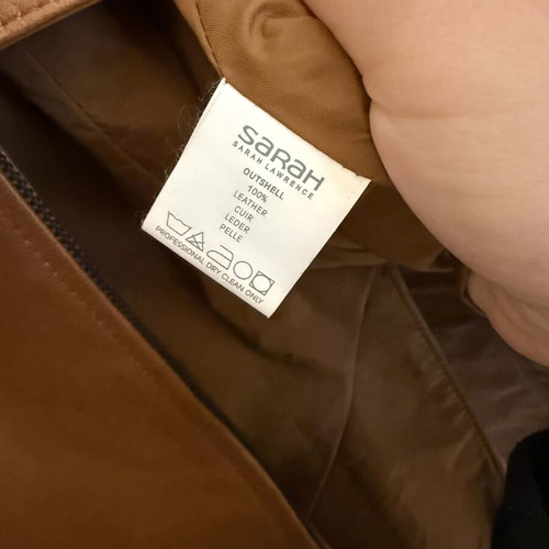 Sarah Lawrence leather coat like new, cognac color