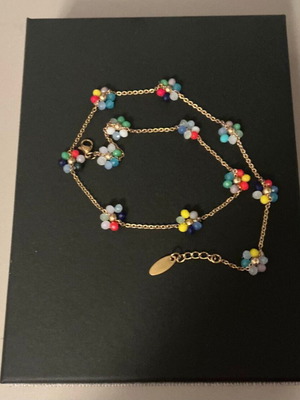 Boho short necklace new, gold and multicolor stainless steel