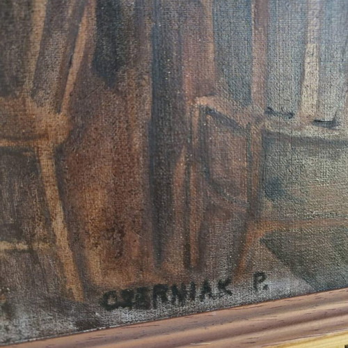 Vintage Scandinavian oil painting on canvas used