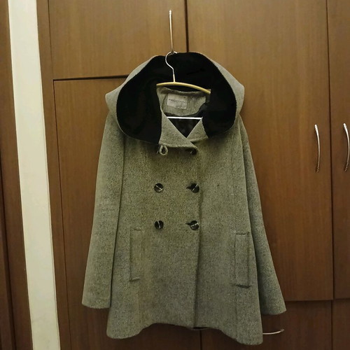 Paucinni cashemere gray coat like new with hood and lining