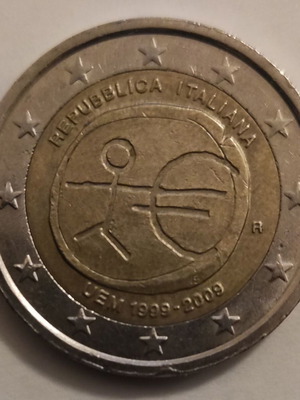 Αναμνηστικό δίευρο 2€ Ιταλίας 2009 μεταχειρισμένο, 10 χρόνια ΟΝΕ