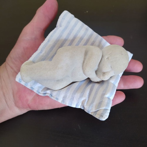 Limestone sleeping newborn baby figurine like new