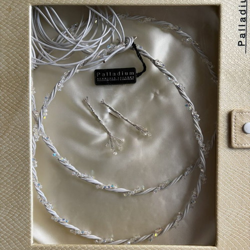 Wedding Stefana crowns new, white and silver shades with box and pins