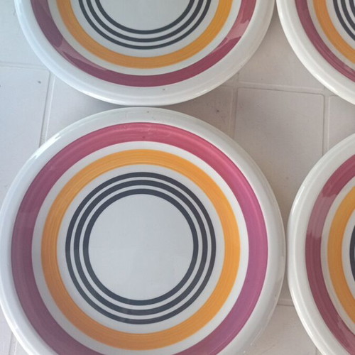 Ceramic plates set of 6 used, small flat dining plates