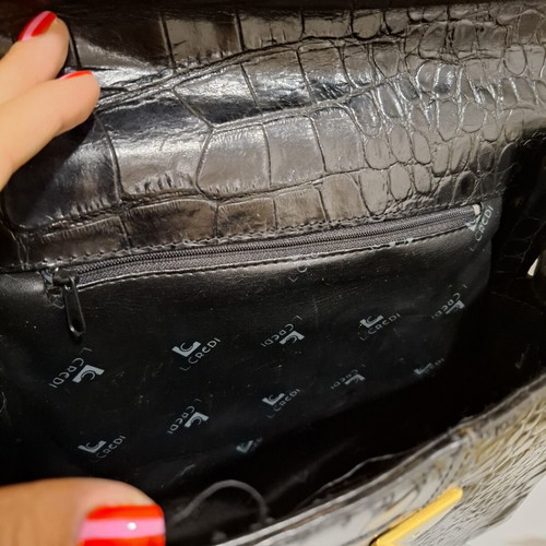 L.Credi vintage handbag and shoulder bag, genuine cow leather, black