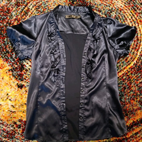 Satin shirt Zara blue like new, no Small
