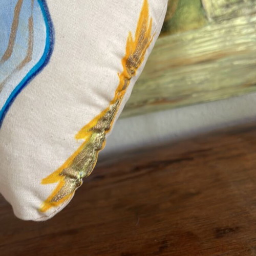 Dias handmade pillow new, painted with acrylics 28cm