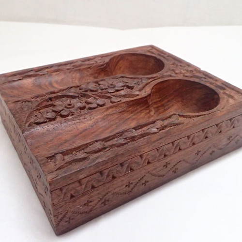 Vintage handmade wooden stand for two tobacco pipes like new