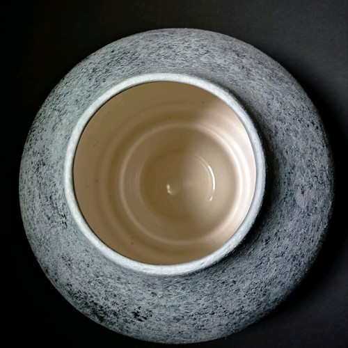 Handmade modern vase with sandy texture in gray shades new
