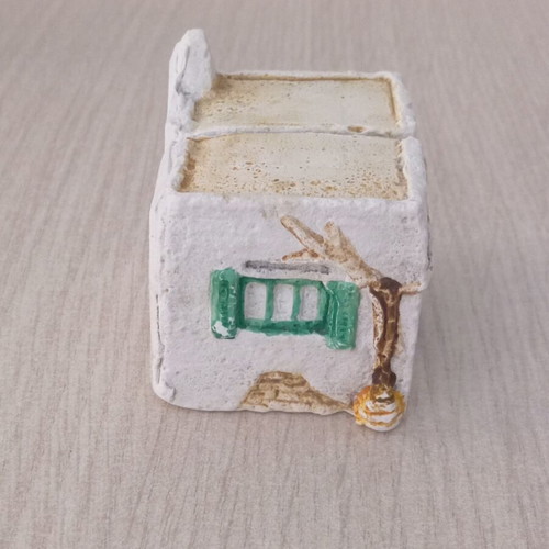 Handmade plaster decorative miniature used, Cycladic house