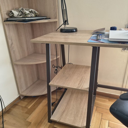 Office set with desk, corner bookshelf and chair
