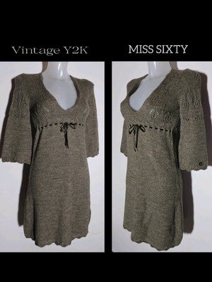 Miss Sixty Vintage Y2K Πλεκτό Φόρεμα Τούνικ Σαν Καινούργιο