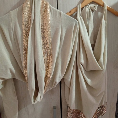 Sequin blouse set gold with bolero like new, M/L