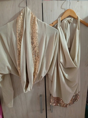 Sequin blouse set gold with bolero like new, M/L