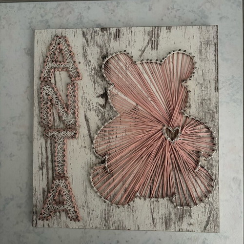 Handmade String Art with name Ada on wooden frame