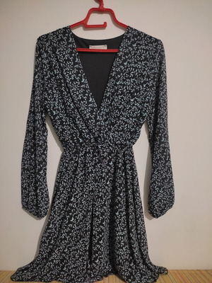 Printed blue-light blue mini dress like new, size S