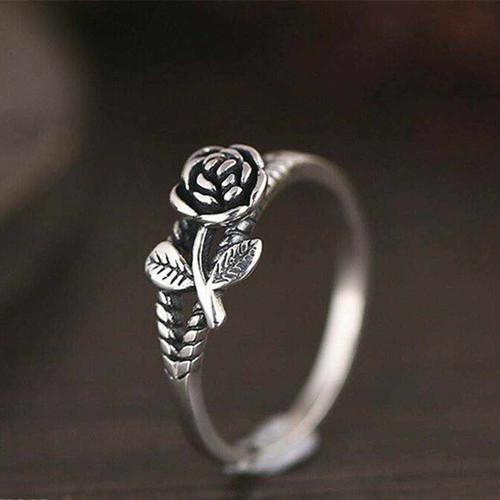 Silver ring rose new, size 57