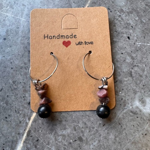 Handmade silver hoop earrings with shells new