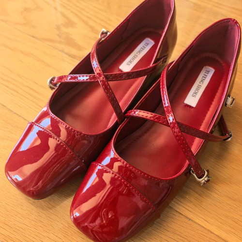 Mary Jane shoes red patent leather with straps, new, size 36
