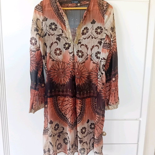 Tequiero caftan dress used with golden details size M