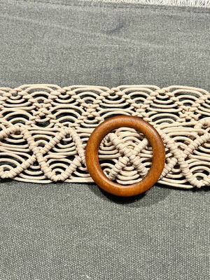 Плетен колан като нов, бежов, 95 см