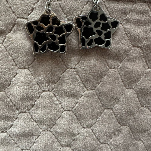 Folli Follie silver double-sided earrings new, black details