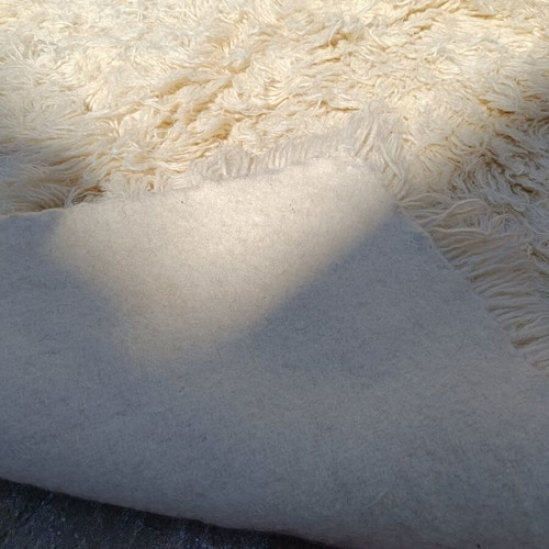 Handmade flokati rugs like new, white wool, loom woven