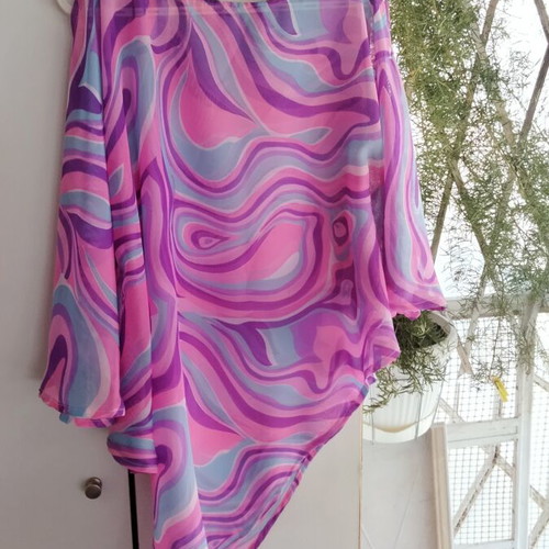 Asymmetric tunic poncho one size S-XL, brand new, retro psychedelic print