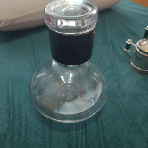 Vintage crystal decanter with silver-plated collar and original stopper