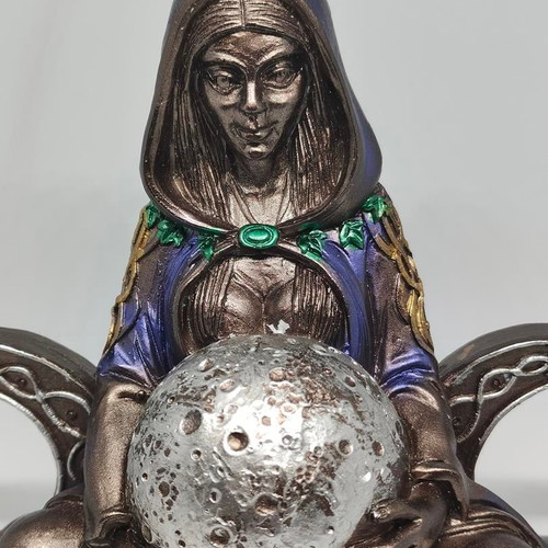Triple Goddess Statue with Moon Resin 17cm like new