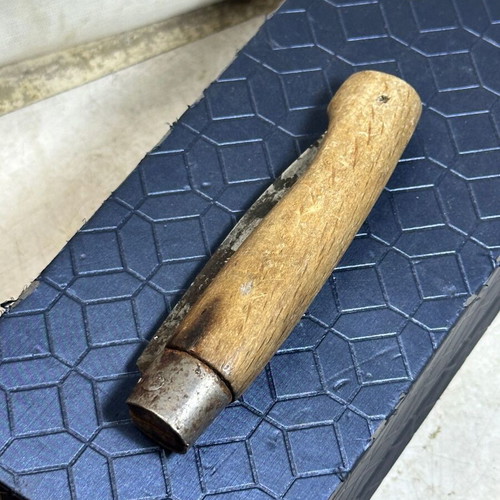 Vintage folding pocket knife with wooden handle used