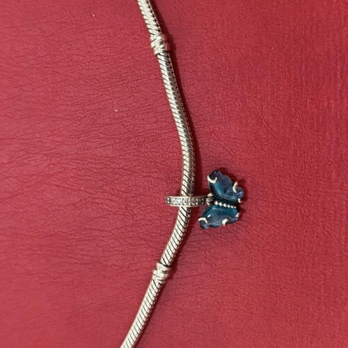 Pandora butterfly charm, blue and silver