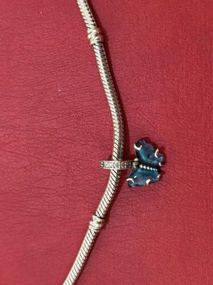 Pandora butterfly charm, blue and silver