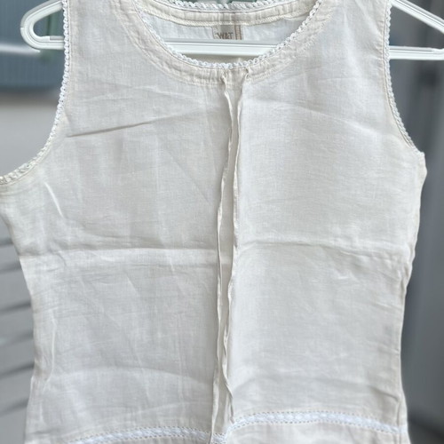 Cream linen blouse with cord and decorative edges