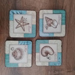 4 summer coasters with shell design